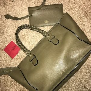 Valentino leather braided tote bag